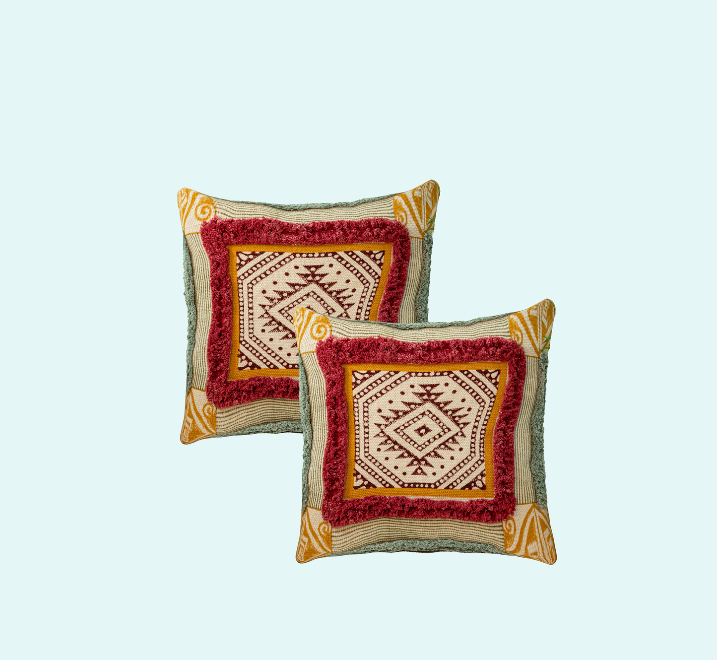 Cushions living room | cushion cover 45x45 cm | pillowcase | decorative cushions | cushion cover | cotton | hand block printed ( pack of  2 )