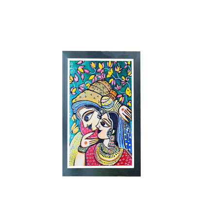 Handmade Art Painting | Radha Krishna Madhubani Painting  | Wall Decor Artwork | Home & Office Decor |