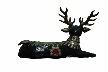 Handmade Multicolor Sitting Deer | Table Artifact | Metal showpiece | Home and office decor