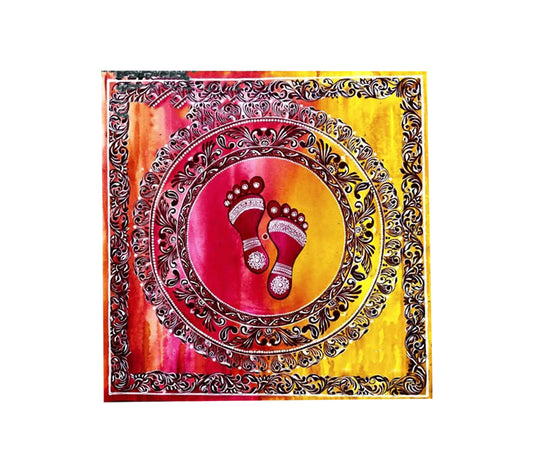 Handmade Folk  Art Painting | Maa Laxmi Footprint Aipan Art  Wall Frame | Wall Decor Artwork | Home & Office Decor |