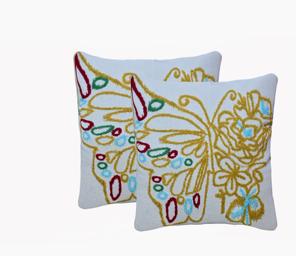 Cushions living room | cushion cover 45x45 cm | pillowcase | decorative cushions | cushion cover | 100% cotton | full bookley embroidery ( pack of 2 )