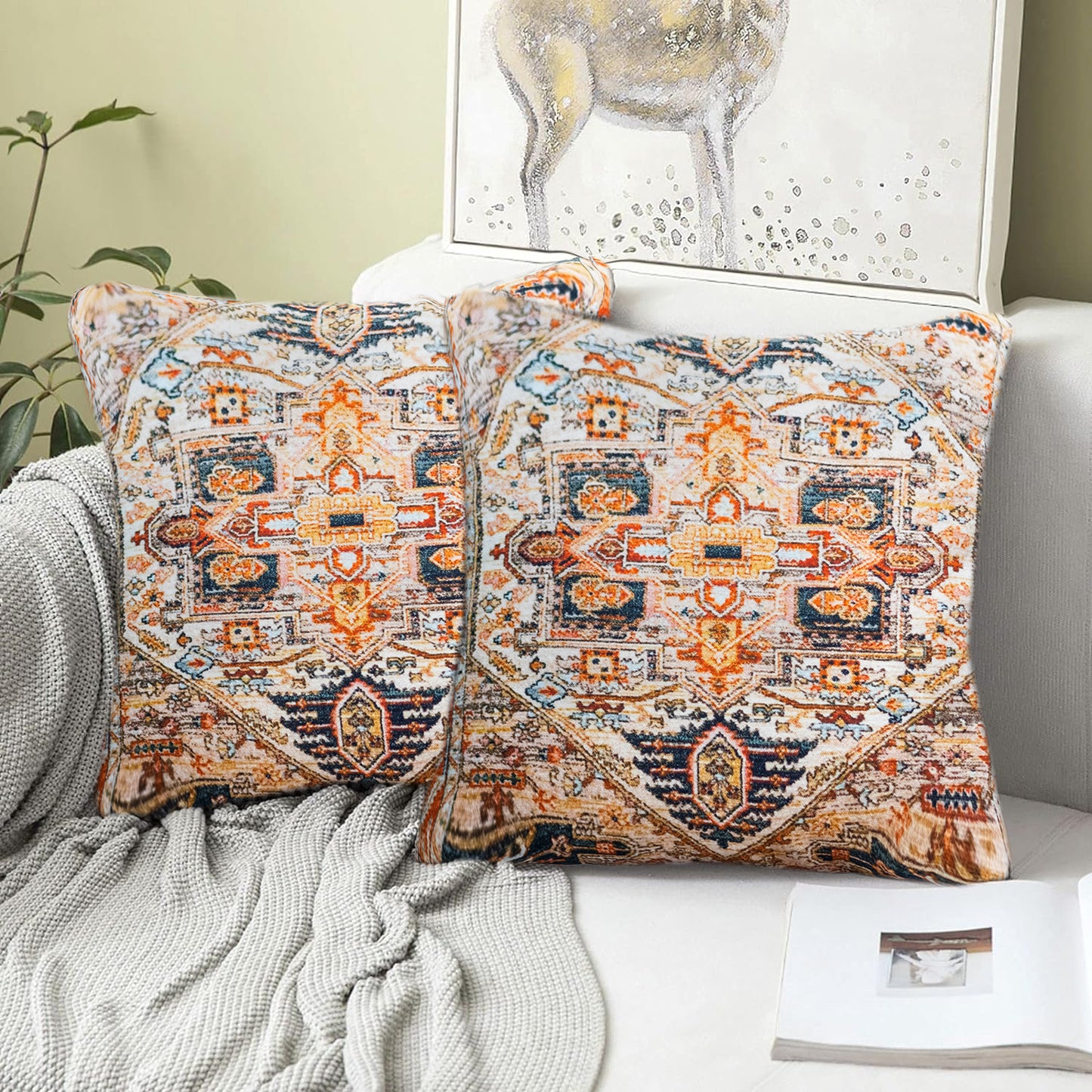 Cushions living room | cushion cover 45x45 cm | pillowcase | decorative cushions | cushion cover | cotton | hand block printed ( pack of 2 )