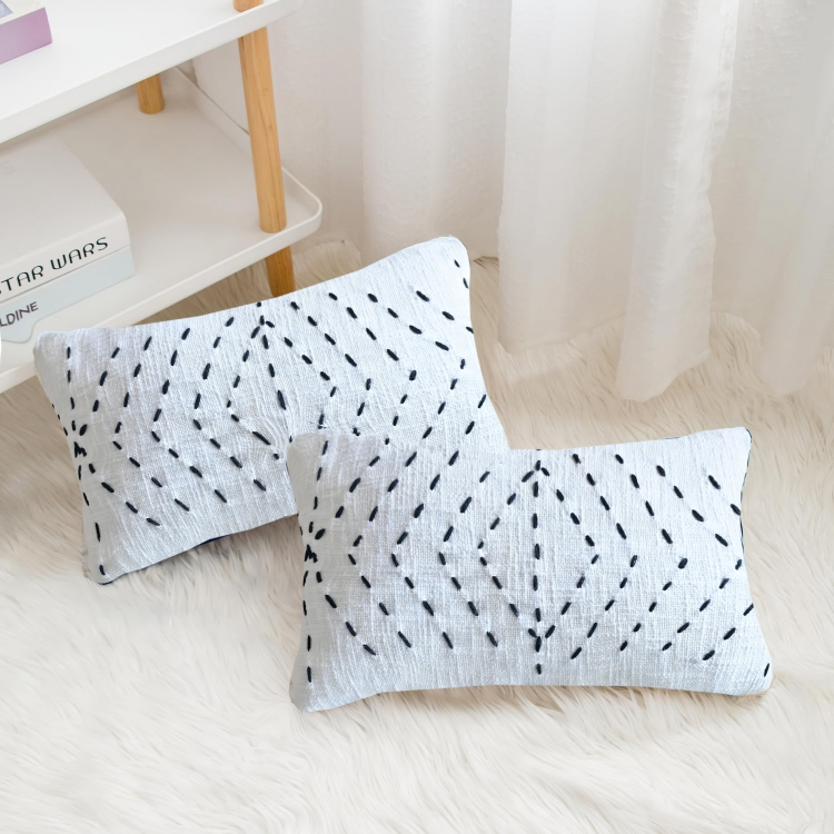 Cushions living room | cushion cover 30x50 cm | pillowcase | decorative cushions | cushion cover | cotton | hand stitched embroidery ( pack of 2 )