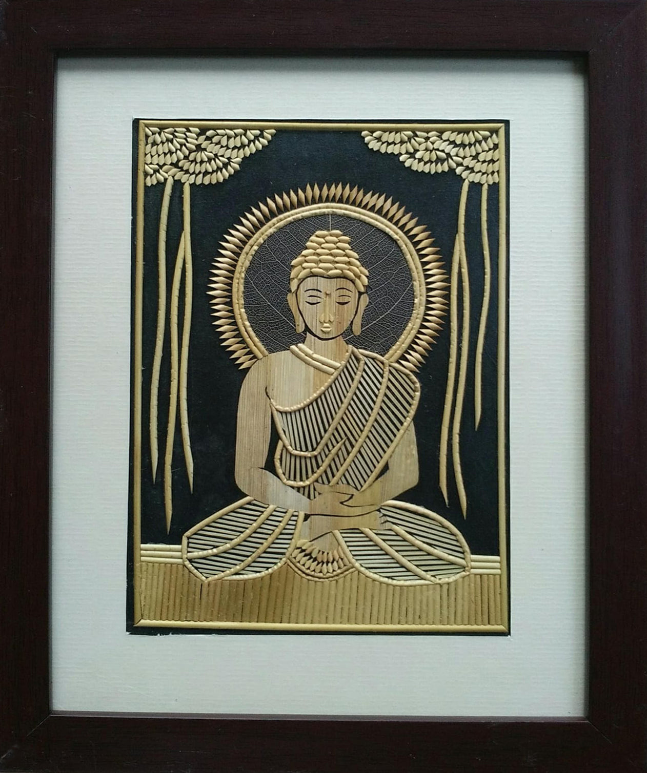 Handmade Sikki Art Painting | Buddha Wall Frame | Wall Decor Artwork | Home & Office Decor |