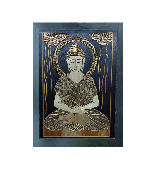 Handmade Sikki Art Painting | Buddha Wall Frame | Wall Decor Artwork | Home & Office Decor |