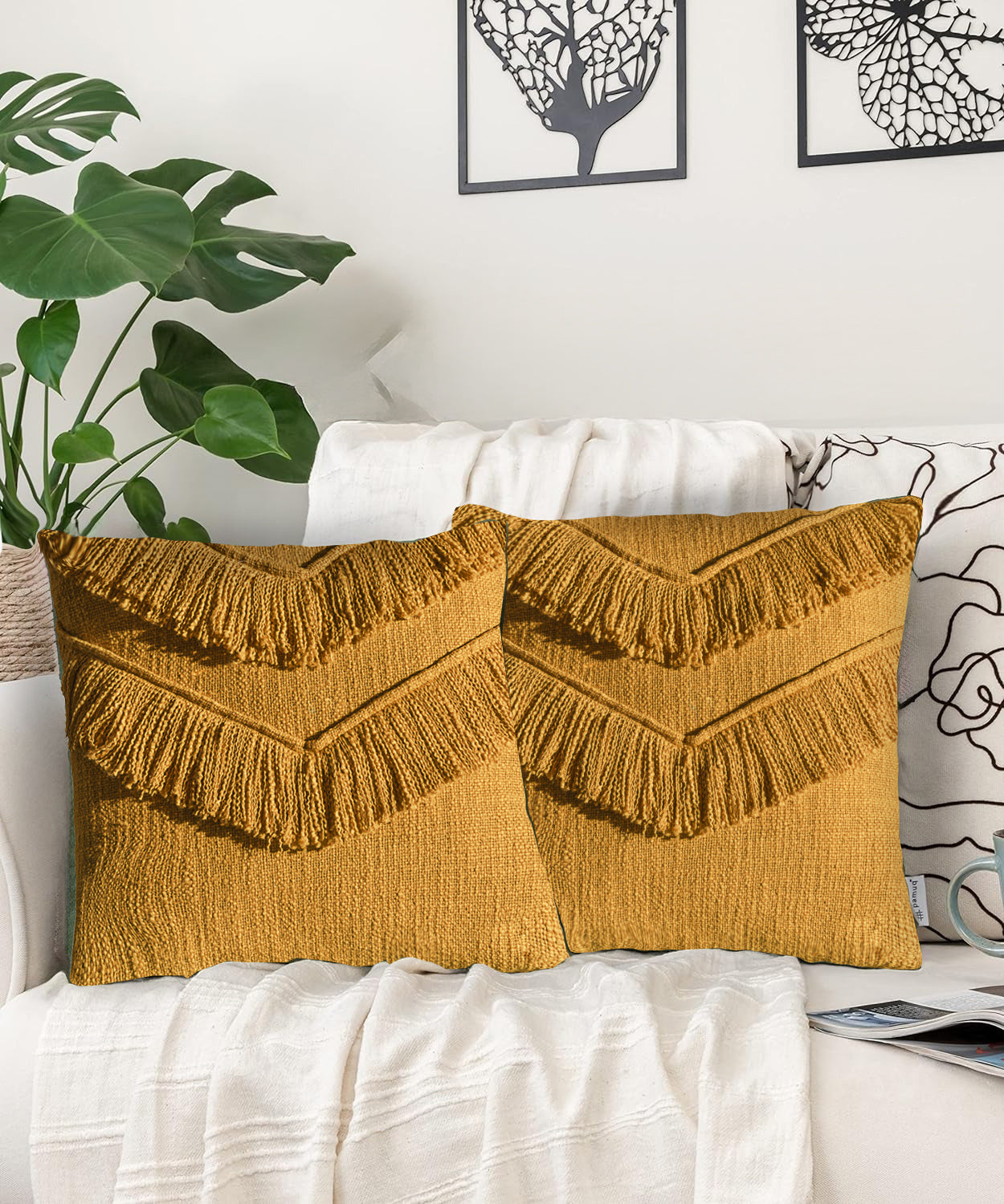 Cushions living room | cushion cover 45x45 cm | pillowcase | decorative cushions | bohemian cushion covers | cotton ( pack of 2 )