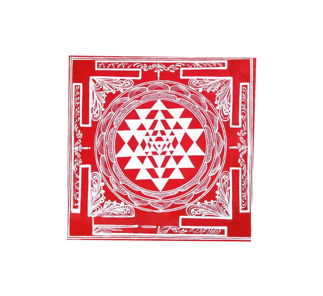 Handmade Folk  Art Painting | Sri Yantra  Design Wall Frame | Wall Decor Artwork | Home & Office Decor |