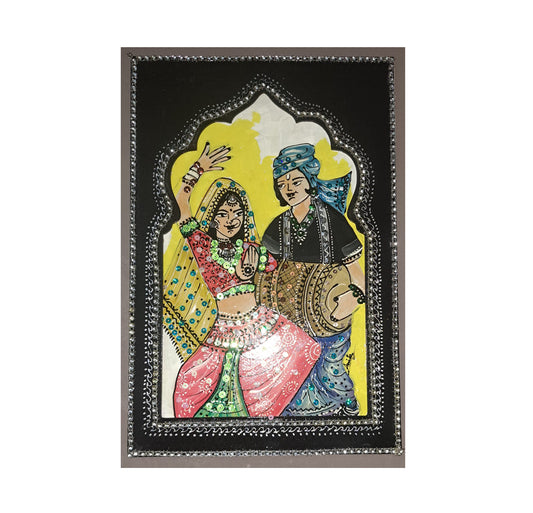 Handmade Art Painting | Couple Dancing  Jharoka  3D Painting| Wall Decor Artwork | Home & Office Decor |