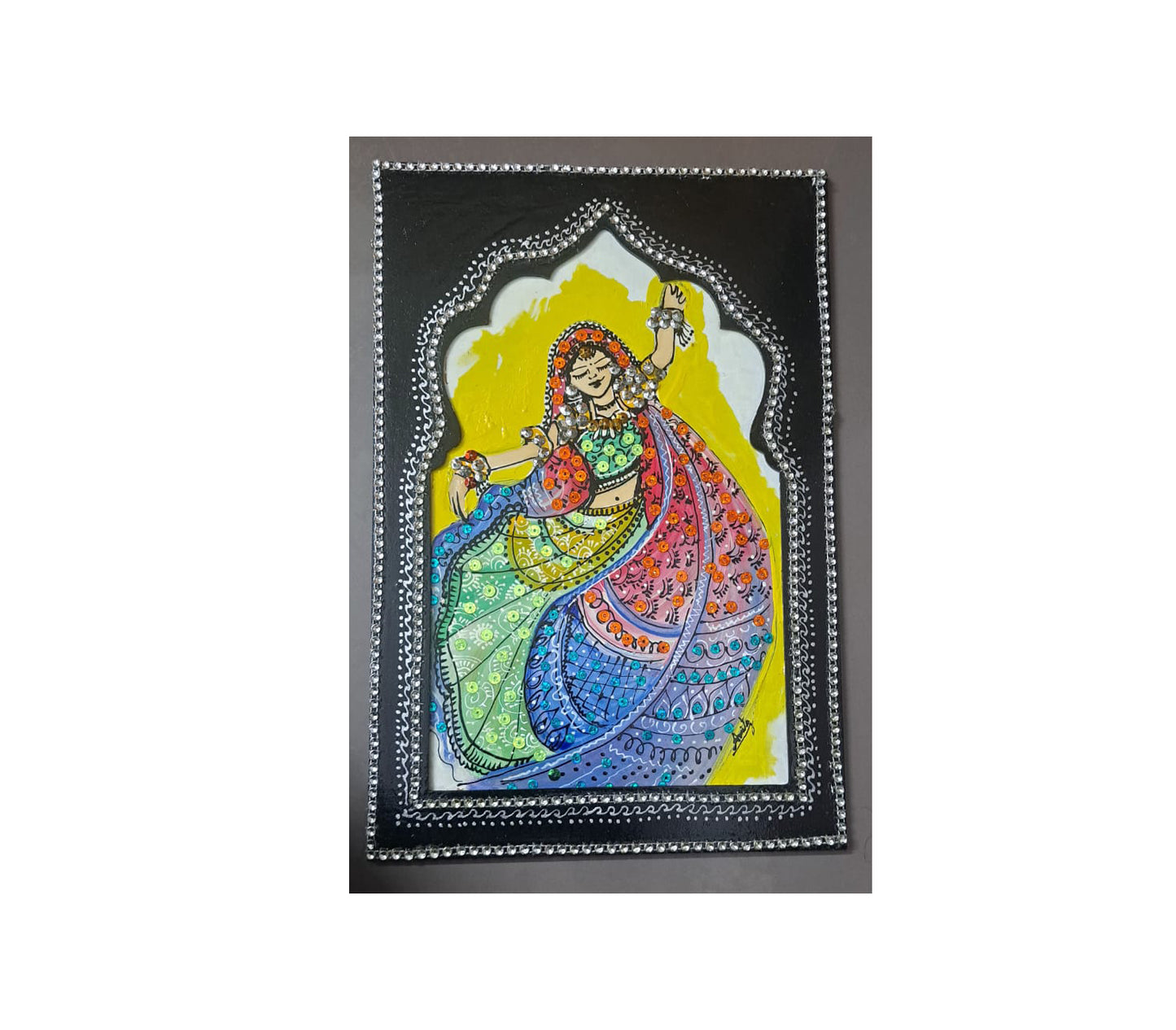 Handmade Art Painting | Women  Jharoka  3D Painting| Wall Decor Artwork | Home & Office Decor |