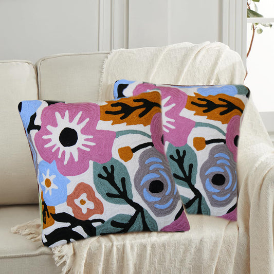 Cushions living room | cushion cover 45x45cm | pillowcase | decorative cushions | cushion cover | cotton | Full Hand Embroidery Chain