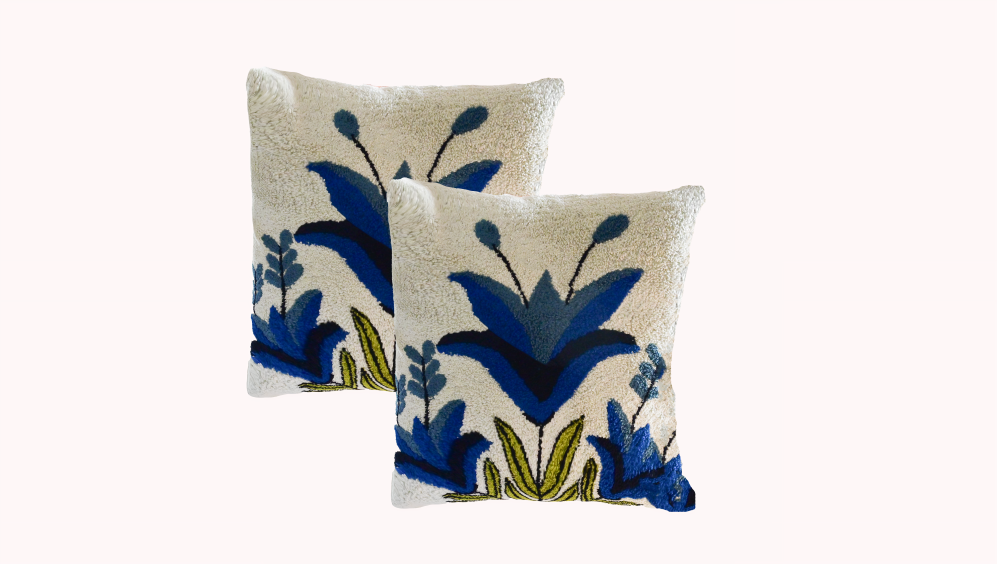 Cushions living room | cushion cover 45x45 cm | pillowcase | decorative cushions | cushion cover | cotton | full bookley embroidery ( pack of 2 )