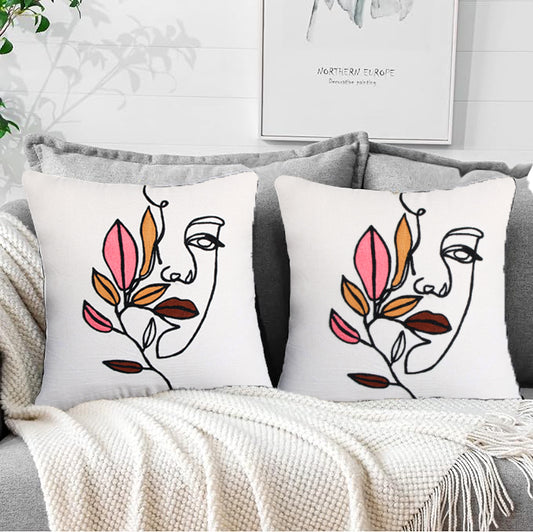 Cushions living room | cushion cover 45x45cm | pillowcase | decorative cushions | cushion cover | cotton | Embroidery ( pack of 2 )