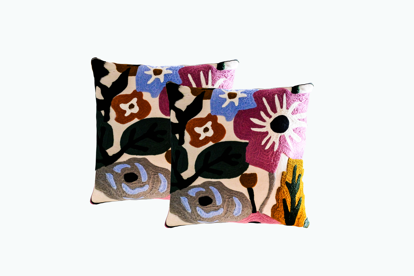 Cushions living room | cushion cover 45x45 cm | pillowcase | decorative cushions | cushion cover | cotton | full hand embroidery chain ( pack of 2 )