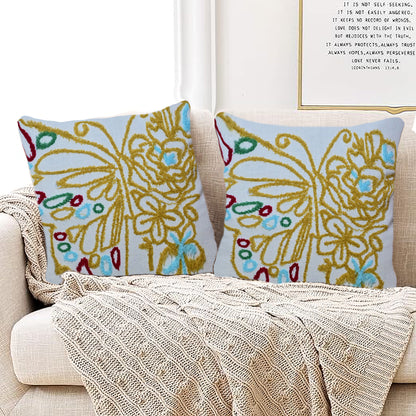 Cushions living room | cushion cover 45x45 cm | pillowcase | decorative cushions | cushion cover | 100% cotton | full bookley embroidery ( pack of 2 )