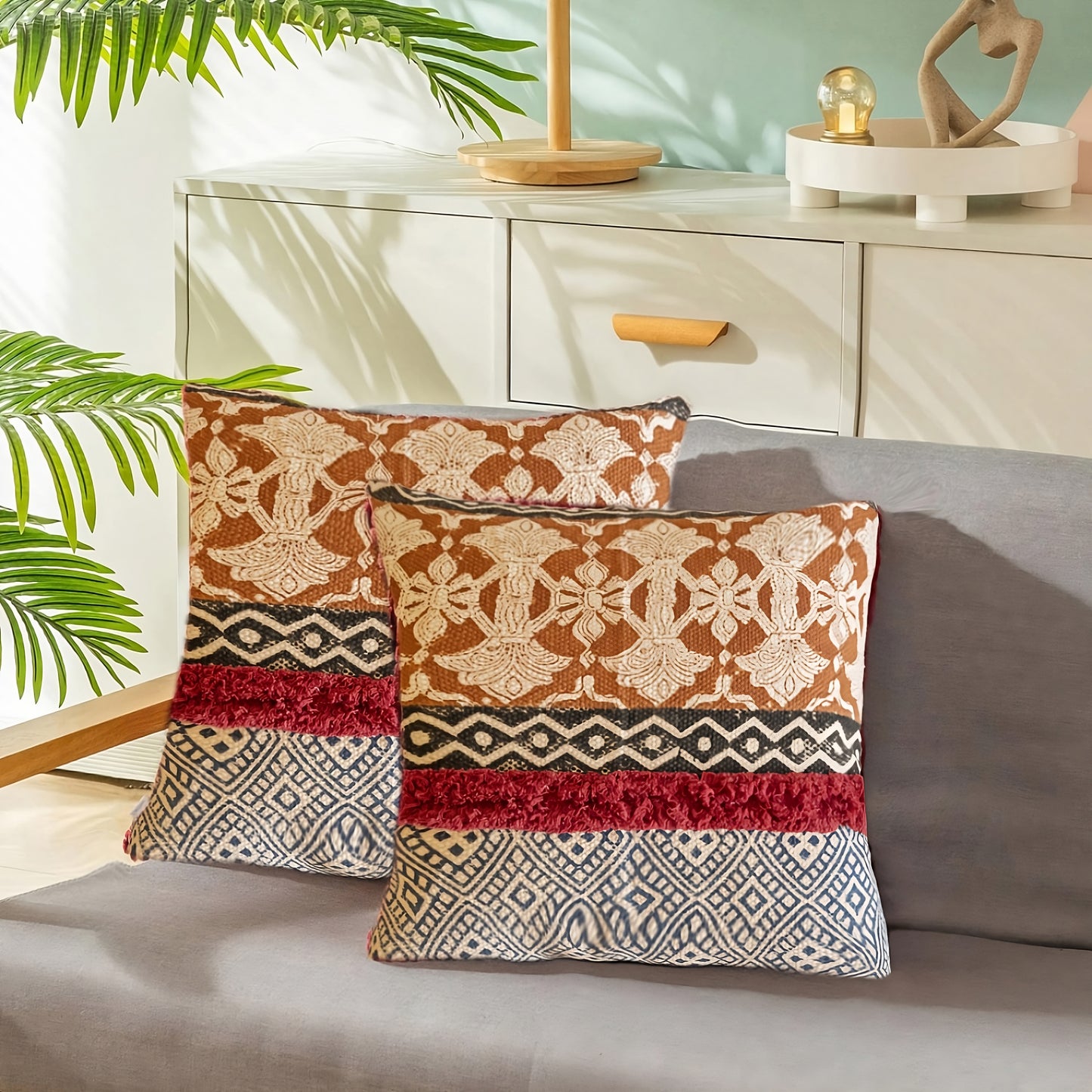 Cushions living room | cushion cover 45x45 cm | pillowcase | decorative cushions | cushion cover | cotton | hand block printed( pack of 2 )