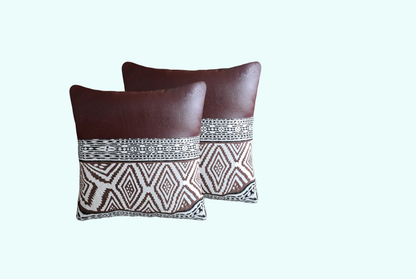 Cushions living room | cushion cover 45x45 cm | pillowcase | decorative cushions | cushion cover | PU leather-cotton | hand block printed ( pack of 2 )