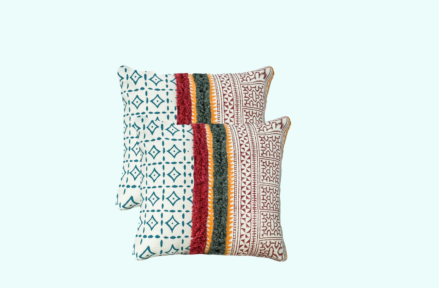 Cushions living room | cushion cover 45x45 cm | pillowcase | decorative cushions | cushion cover | cotton | hand block printed ( pack of 2 )