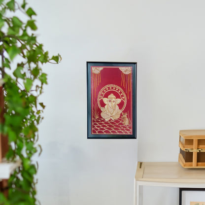 Handmade Sikki Art Painting | Lord Ganesh Wall Frame | Wall Decor Artwork | Home & Office Deco