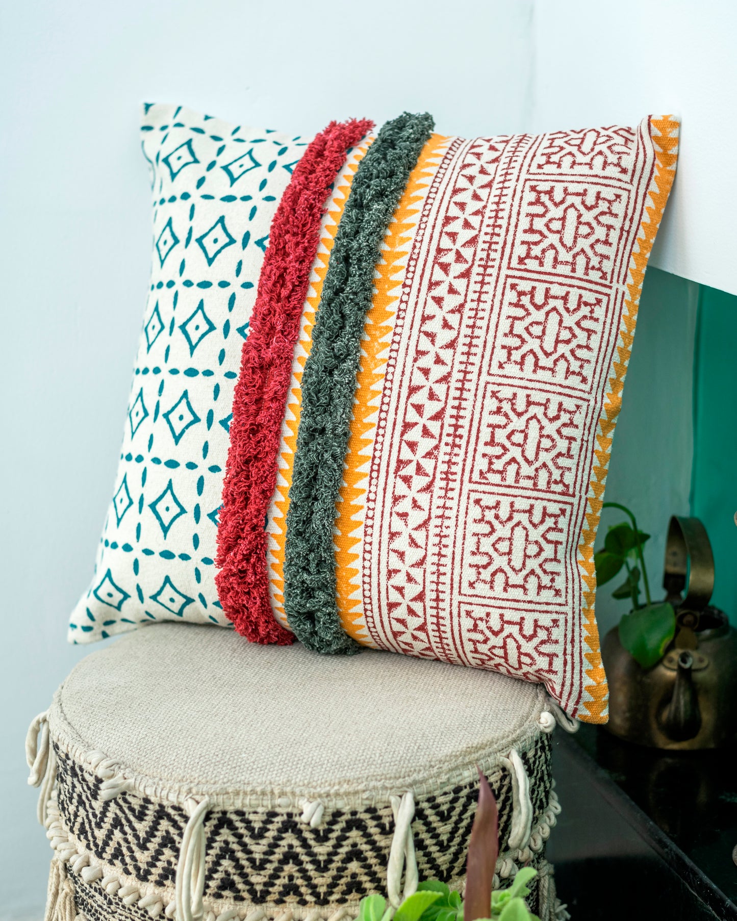 Cushions living room | cushion cover 45x45 cm | pillowcase | decorative cushions | cushion cover | cotton | hand block printed ( pack of 2 )