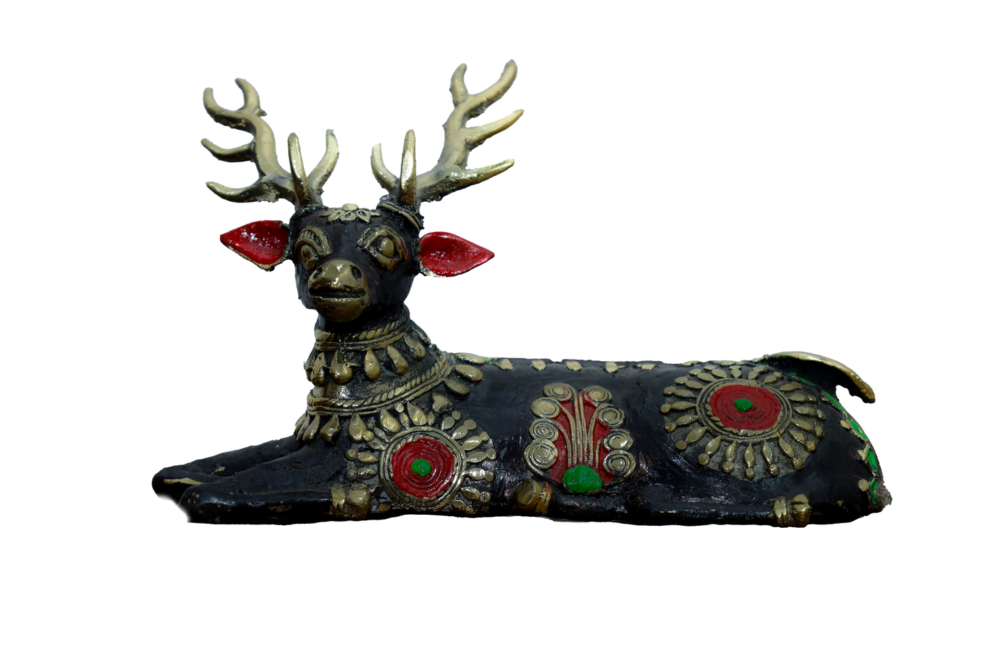 Handmade Multicolor Sitting Deer | Table Artifact | Metal showpiece | Home and office decor