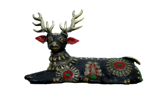 Handmade Multicolor Sitting Deer | Table Artifact | Metal showpiece | Home and office decor