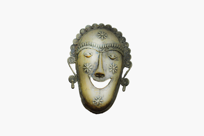 Handmade tribal mask | Smiling face | Wall decor | Metal artifact | Home and office decor