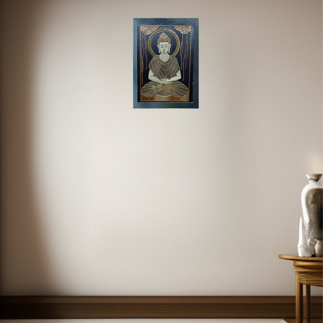 Handmade Sikki Art Painting | Buddha Wall Frame | Wall Decor Artwork | Home & Office Decor |