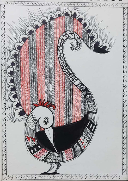 Handmade Madhubani Art Painting | Peacock bird | Wall Decoration Artwork | Home and office decor