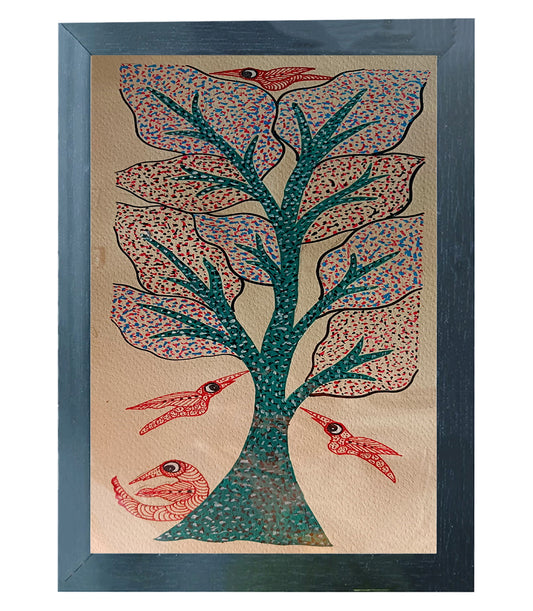 Urbane Hide Handmade Gond Art Painting | Majestic Serenity: A Symphony of Nature | Wall Decor Artwork | Home & Office Decor |