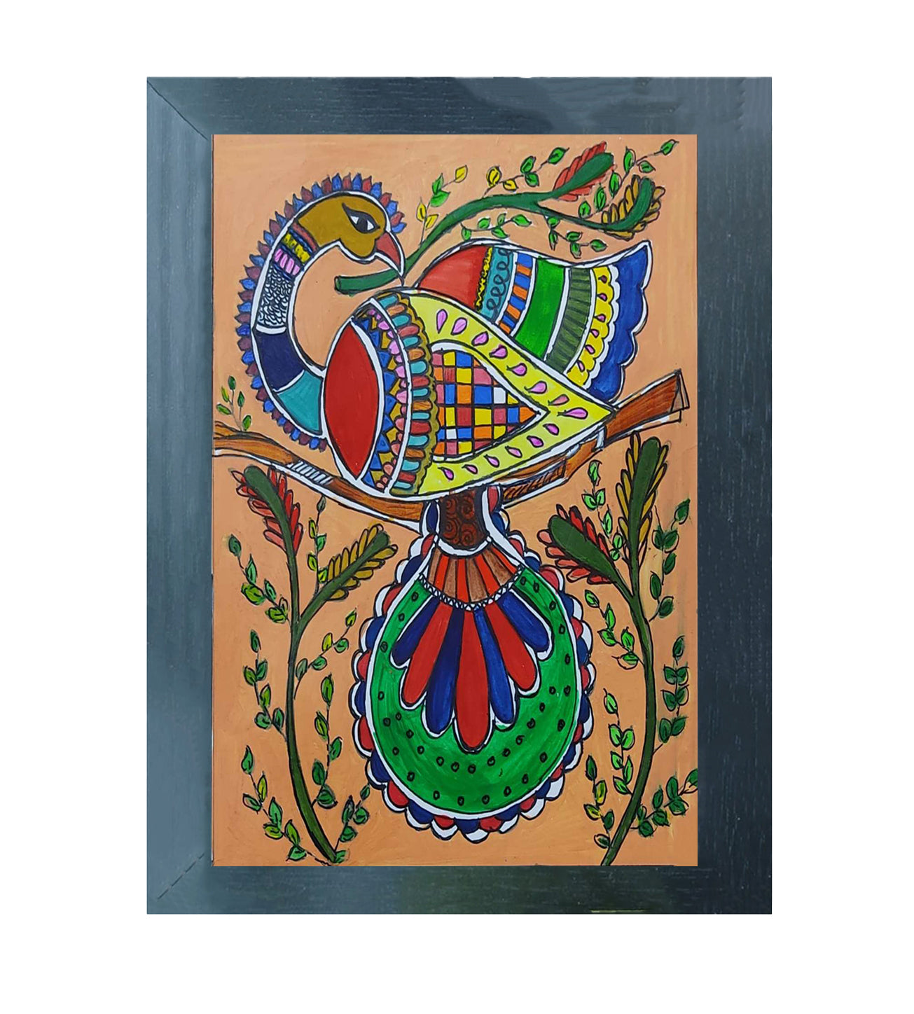 Urbane Hide Handmade Madhubani Art Painting | Peacock Splendor - A captivating depiction of nature's beauty | Wall Decor Artwork | Home & Office Decor |