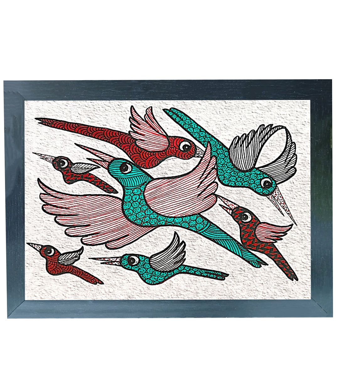 Handmade Gond Art Painting | Sparrow welcomes the season | Wall Decoration Artwork | Home and office decor