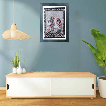 Traditional Handmade Madhubani Art | Traditional Indian Elephant Art: Symbol of Wisdom and Power | Wall Art Artwork | Home & Office Decor |