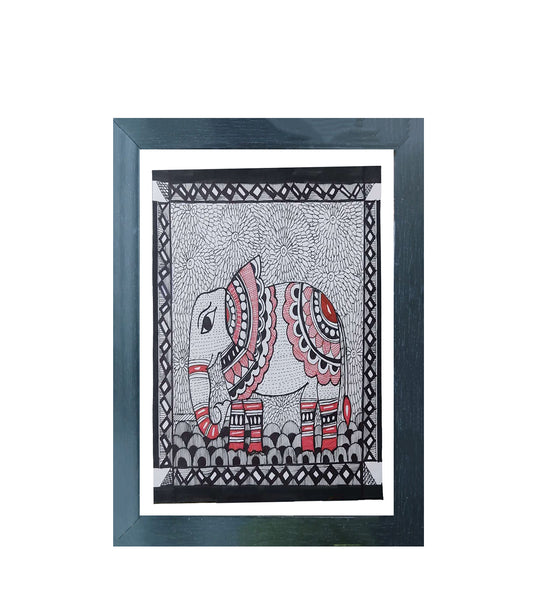 Traditional Handmade Madhubani Art | Traditional Indian Elephant Art: Symbol of Wisdom and Power | Wall Art Artwork | Home & Office Decor |